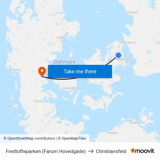 Fredtofteparken (Farum Hovedgade) to Christiansfeld map