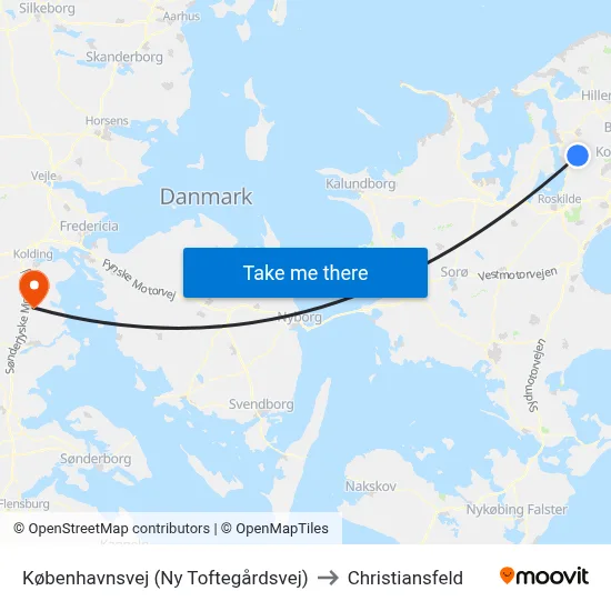 Københavnsvej (Ny Toftegårdsvej) to Christiansfeld map