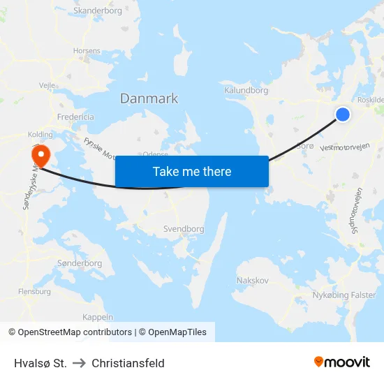 Hvalsø St. to Christiansfeld map