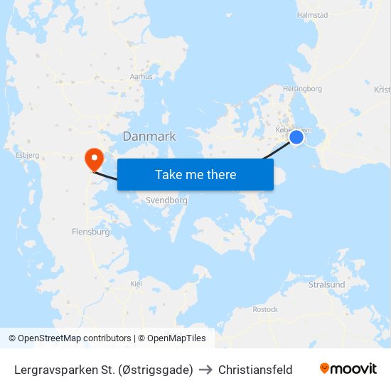 Lergravsparken St. (Østrigsgade) to Christiansfeld map