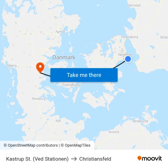 Kastrup St. (Ved Stationen) to Christiansfeld map