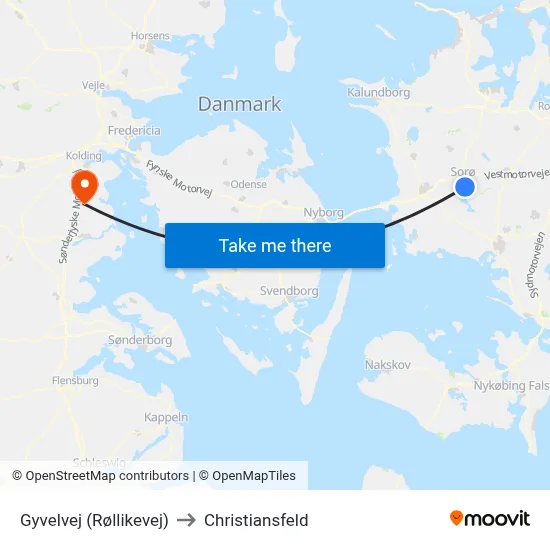 Gyvelvej (Røllikevej) to Christiansfeld map