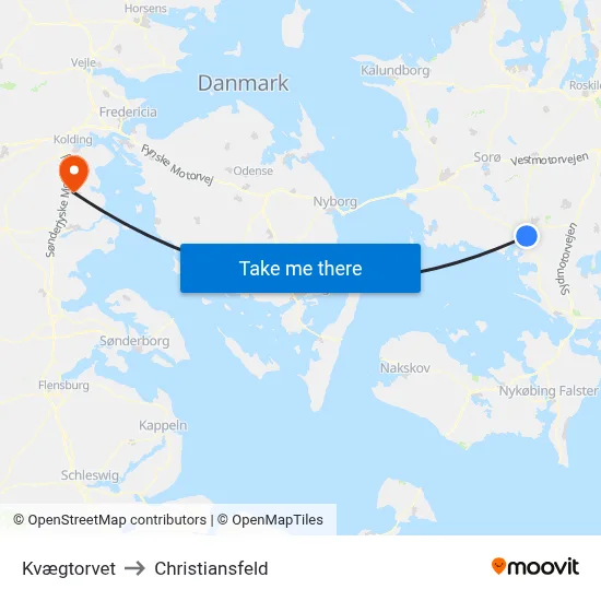 Kvægtorvet to Christiansfeld map