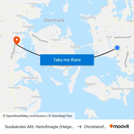 Susåskolen Afd. Herlufmagle (Helgesvej) to Christiansfeld map
