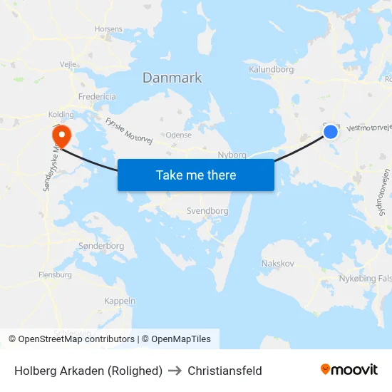 Holberg Arkaden (Rolighed) to Christiansfeld map