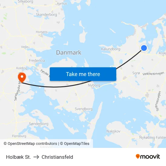 Holbæk St. to Christiansfeld map