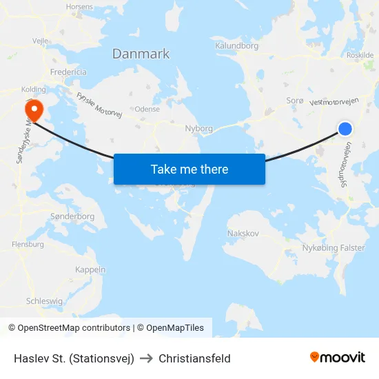 Haslev St. (Stationsvej) to Christiansfeld map