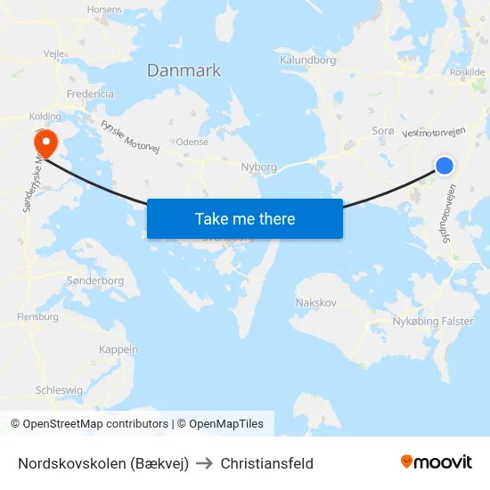 Nordskovskolen (Bækvej) to Christiansfeld map