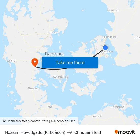 Nærum Hovedgade (Kirkeåsen) to Christiansfeld map