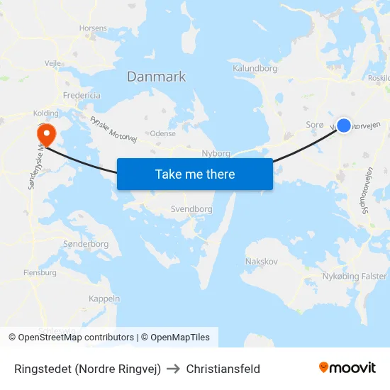 Ringstedet (Nordre Ringvej) to Christiansfeld map