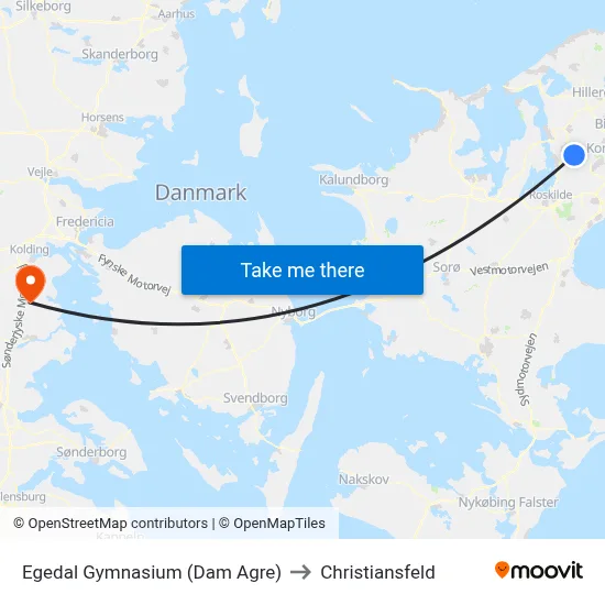 Egedal Gymnasium (Dam Agre) to Christiansfeld map