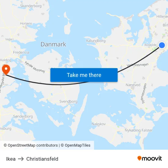 Ikea to Christiansfeld map