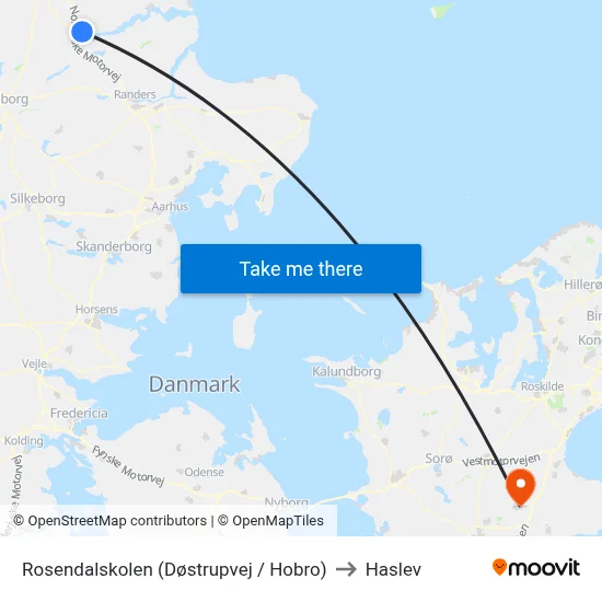 Rosendalskolen (Døstrupvej / Hobro) to Haslev map