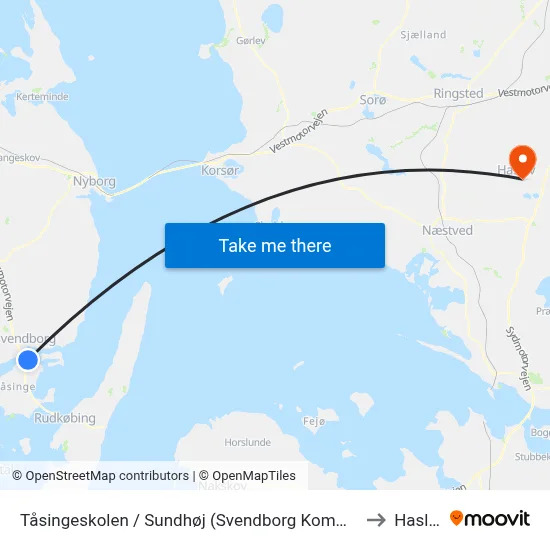 Tåsingeskolen / Sundhøj (Svendborg Kommune) to Haslev map