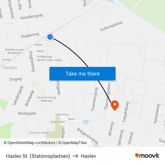 Haslev St. (Stationspladsen) to Haslev map