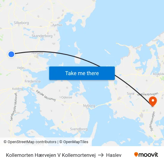 Kollemorten Hærvejen V Kollemortenvej to Haslev map