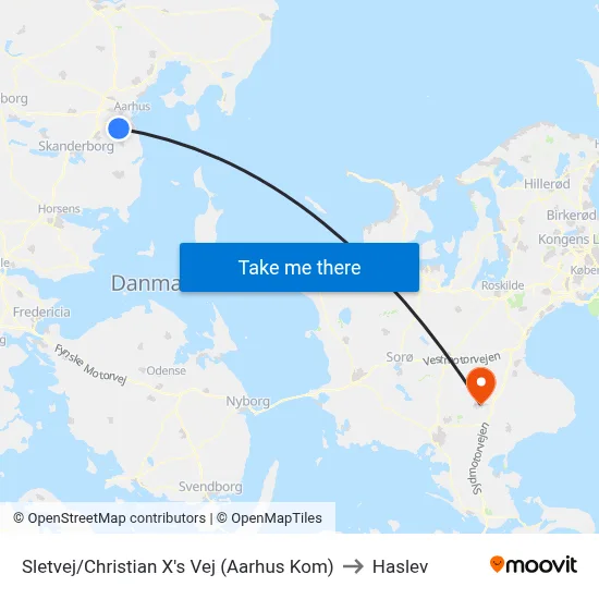 Sletvej/Christian X's Vej (Aarhus Kom) to Haslev map