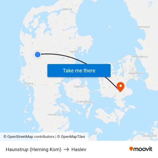 Haunstrup (Herning Kom) to Haslev map