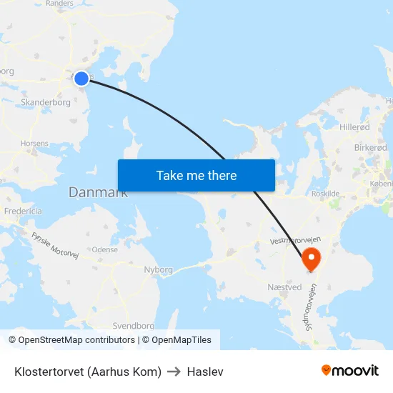 Klostertorvet (Aarhus Kom) to Haslev map