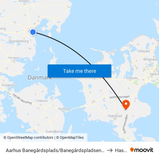 Aarhus Banegårdsplads/Banegårdspladsen (Flybus) to Haslev map