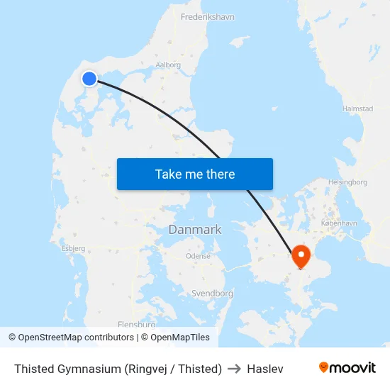 Thisted Gymnasium (Ringvej / Thisted) to Haslev map