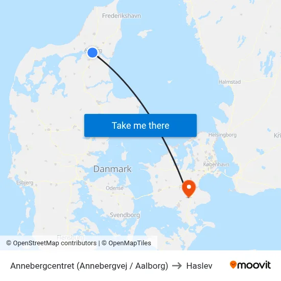 Annebergcentret (Annebergvej / Aalborg) to Haslev map