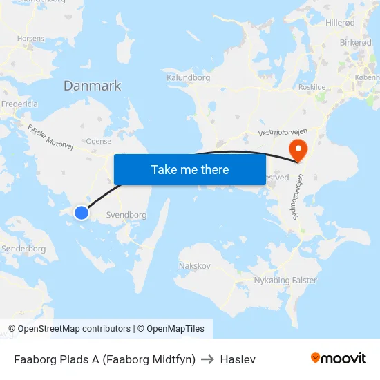 Faaborg Plads A (Faaborg Midtfyn) to Haslev map