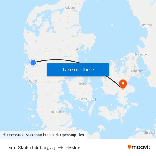 Tarm Skole/Lønborgvej to Haslev map