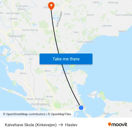 Kalvehave Skole (Kirkevejen) to Haslev map