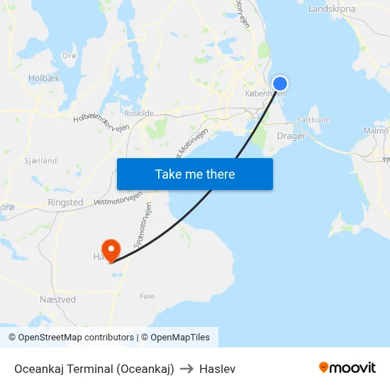Oceankaj Terminal (Oceankaj) to Haslev map