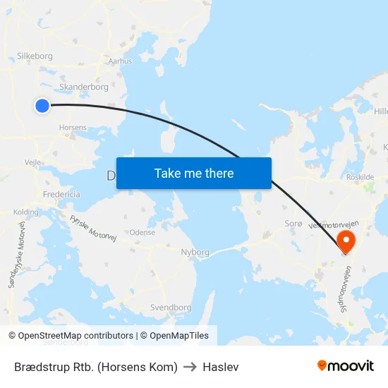 Brædstrup Rtb. (Horsens Kom) to Haslev map