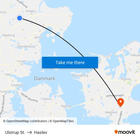 Ulstrup St. to Haslev map