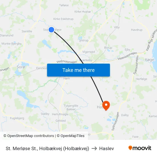 St. Merløse St., Holbækvej (Holbækvej) to Haslev map