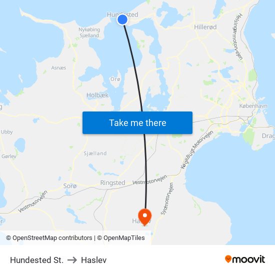 Hundested St. to Haslev map