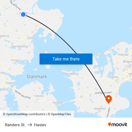 Randers St. to Haslev map