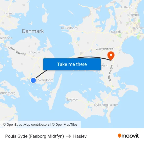 Pouls Gyde (Faaborg Midtfyn) to Haslev map