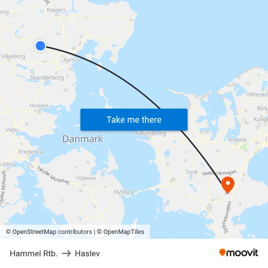 Hammel Rtb. to Haslev map