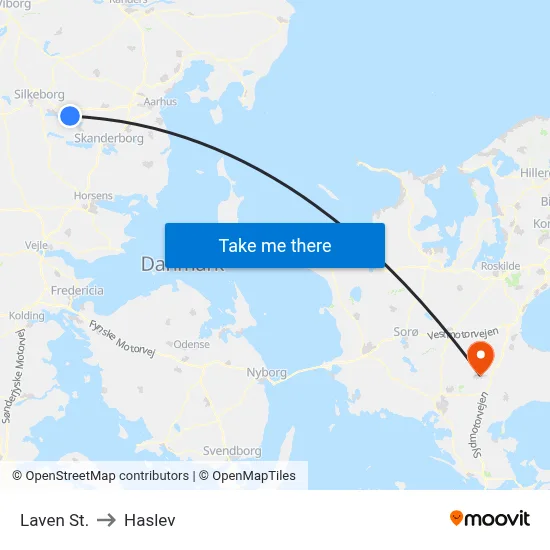 Laven St. to Haslev map