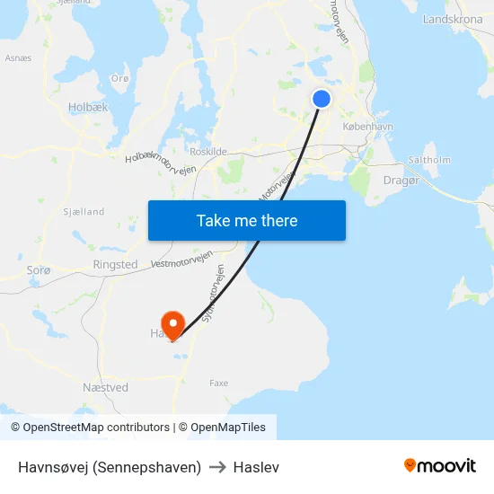 Havnsøvej (Sennepshaven) to Haslev map