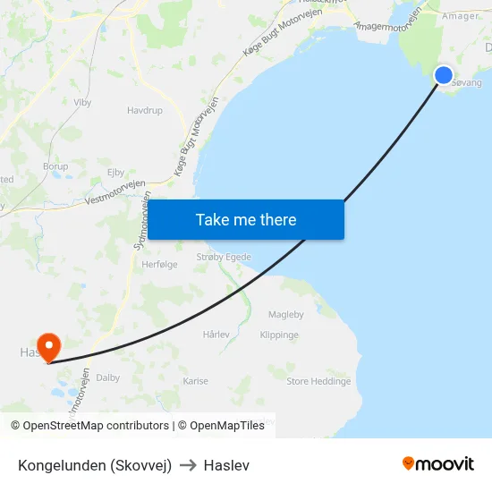Kongelunden (Skovvej) to Haslev map