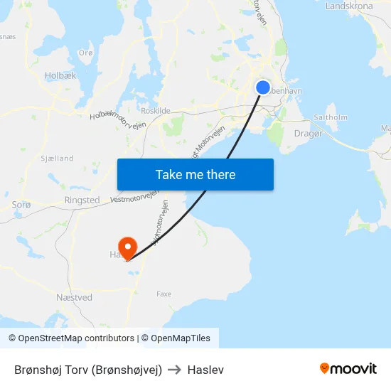 Brønshøj Torv (Brønshøjvej) to Haslev map
