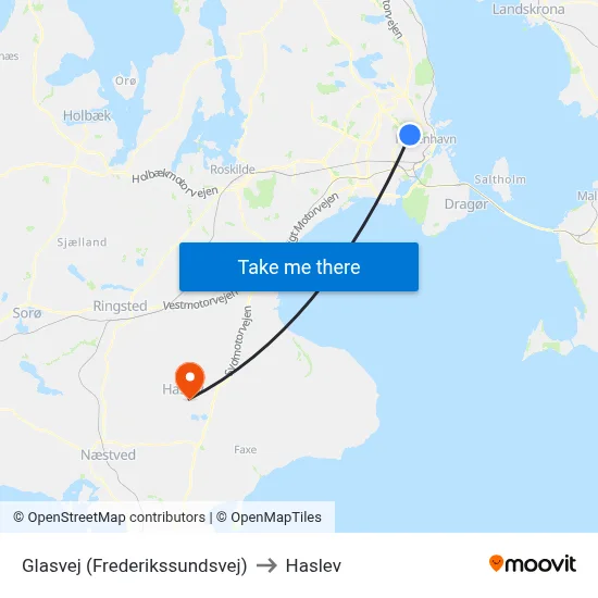 Glasvej (Frederikssundsvej) to Haslev map