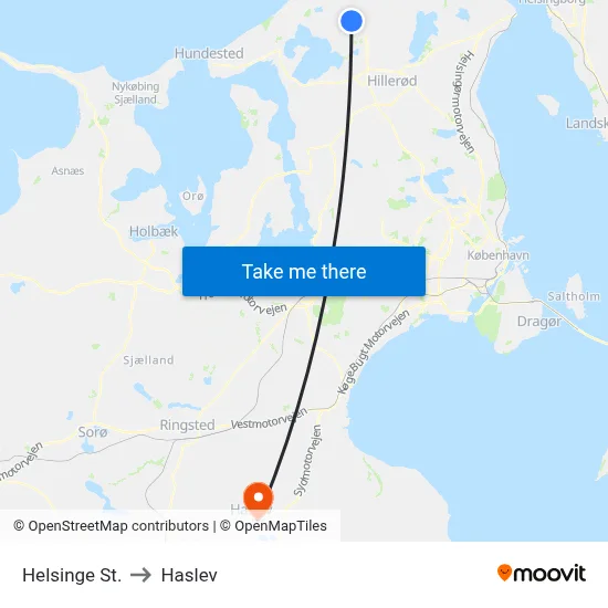 Helsinge St. to Haslev map