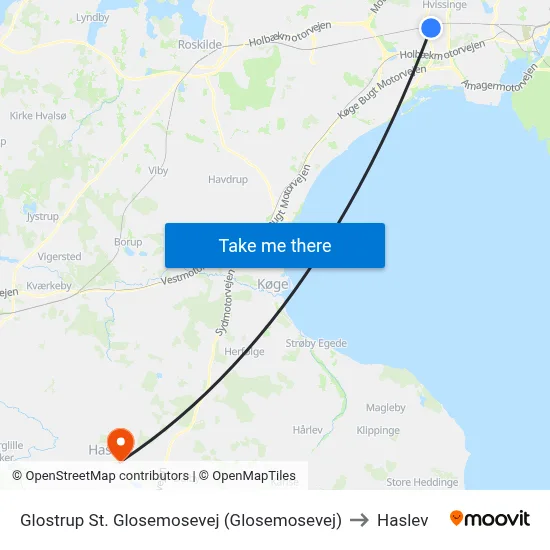 Glostrup St. Glosemosevej (Glosemosevej) to Haslev map