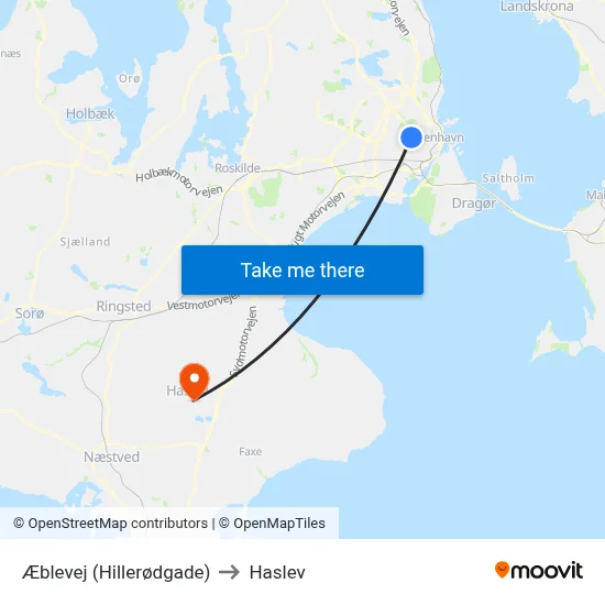 Æblevej (Hillerødgade) to Haslev map