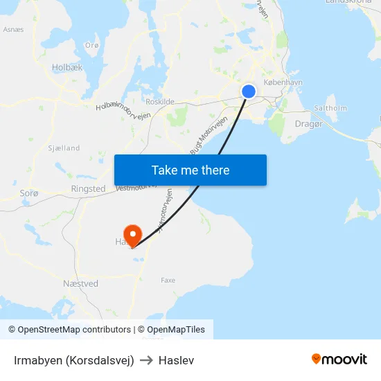 Irmabyen (Korsdalsvej) to Haslev map