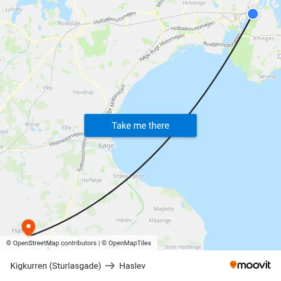 Kigkurren (Sturlasgade) to Haslev map