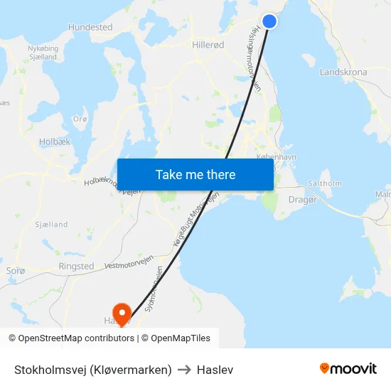 Stokholmsvej (Kløvermarken) to Haslev map