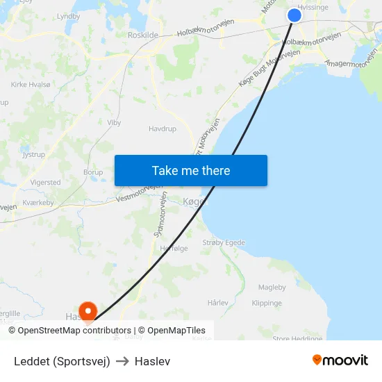 Leddet (Sportsvej) to Haslev map