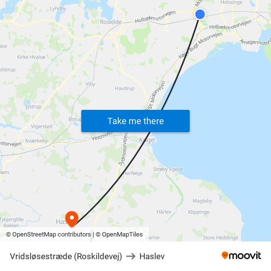 Vridsløsestræde (Roskildevej) to Haslev map